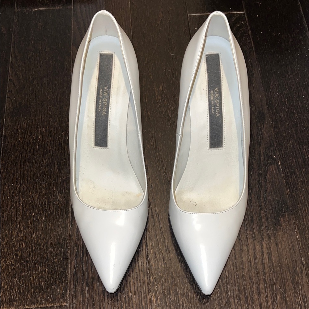 Via Spiga Glossy White Heels